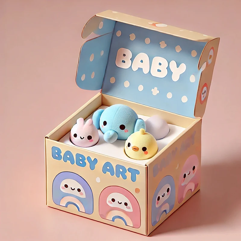 Customized wholesale baby announcement resin gift box toy cloth storage reusable cardboard packaging baby souvenir box