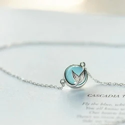 Huitan Romantic Mermaid Tail with Blue Stone Design Women's Pendant Necklace Fancy Neck Accessories for Party Gift Jewelry
