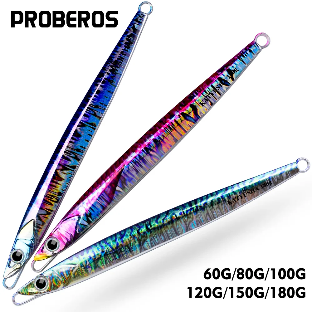 

PROBEROS 5pcs 60g-180g Deep Sea Metal Jig Fishing Lures Jigbait Spoon Baits Jig Lure Saltwater Fast Sinking Fishing Tackle