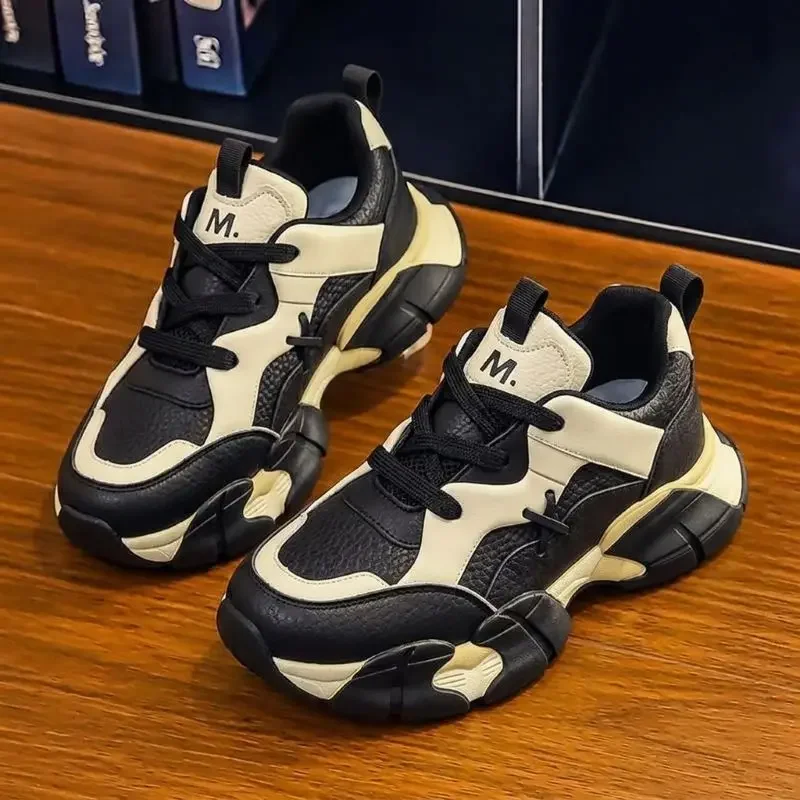Fashion Casual Leather Fabric Breathable Height Increased Platform Tennis Shoes Chunky Sneakers Men Designer Classic Sport Shoes