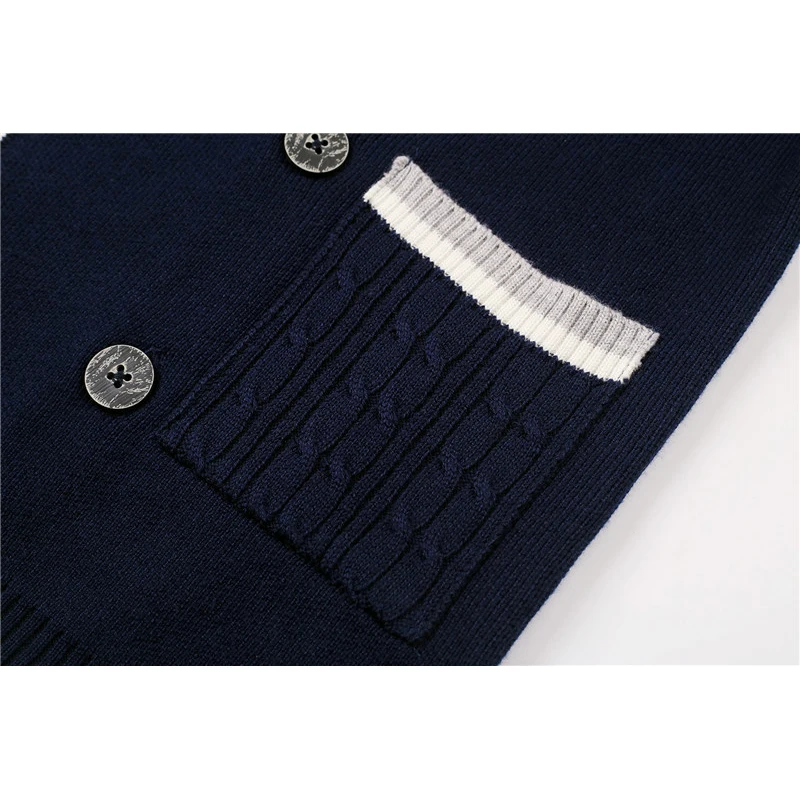 New Arrival Knitted Cardigans for Big Boys England Style Double Breasted Coats Spring Autumn Navy Blue Teenage Uniform Sweater