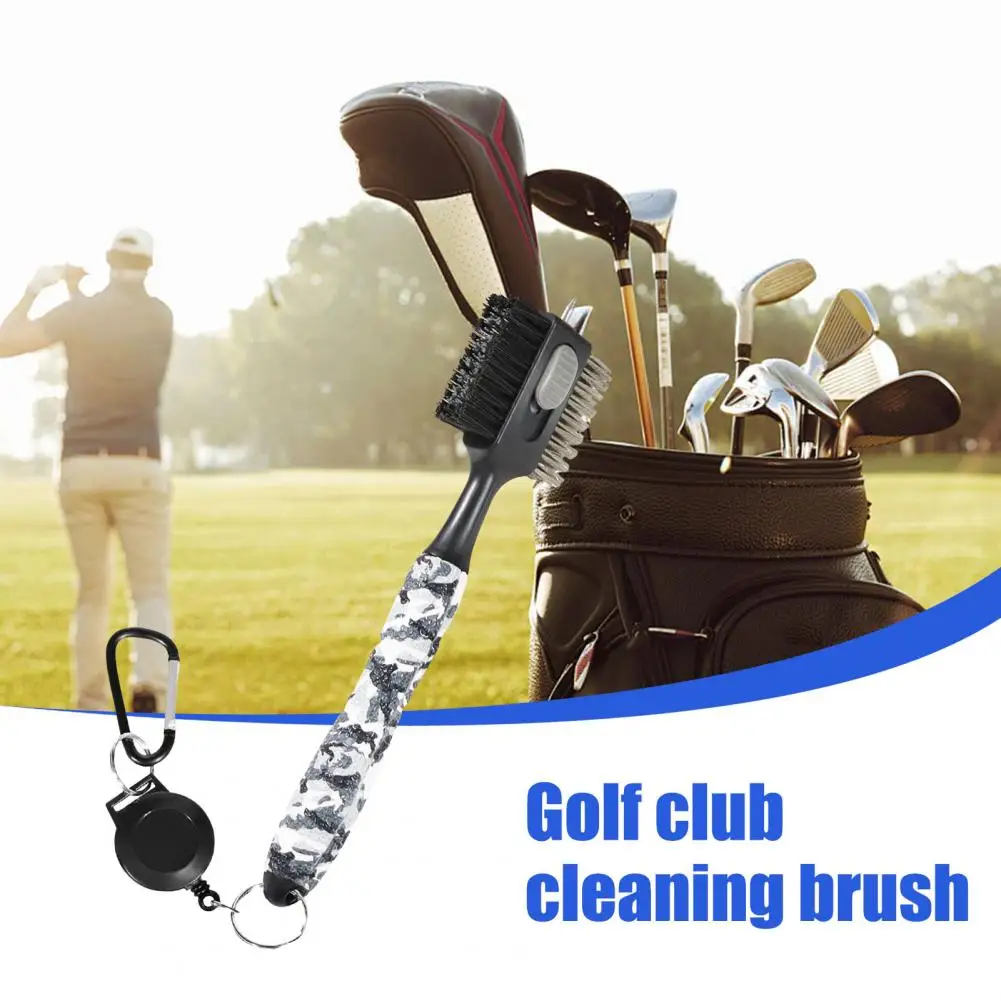 Strong Bristles Golf Brush Golf Club Brush with Magnetic Carabiner Retractable Zip-line Outdoor Golf Sports for Men for Bag