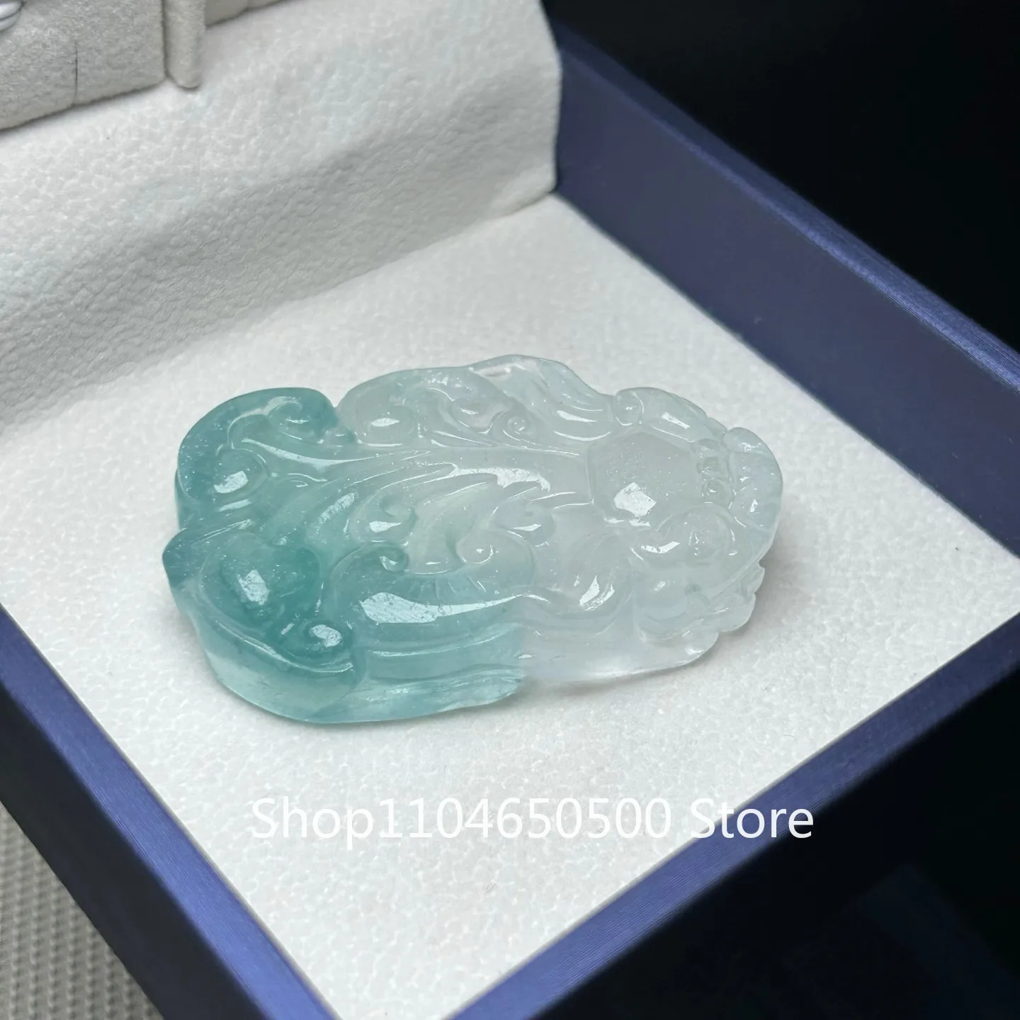

Certified Nature ice Green & White Jade Jadeite Ruyi PiXiu Lucky Pendant