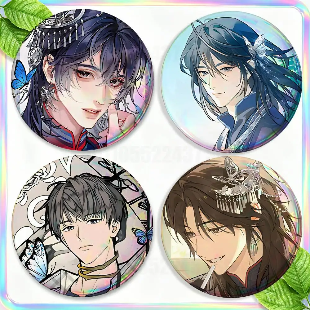 

Qing Gu BL Novel Brooches for Backpack Accessories 25,32,44,58,75mm Round Enamel Pins 2-piece set Cartoon Anime Badge