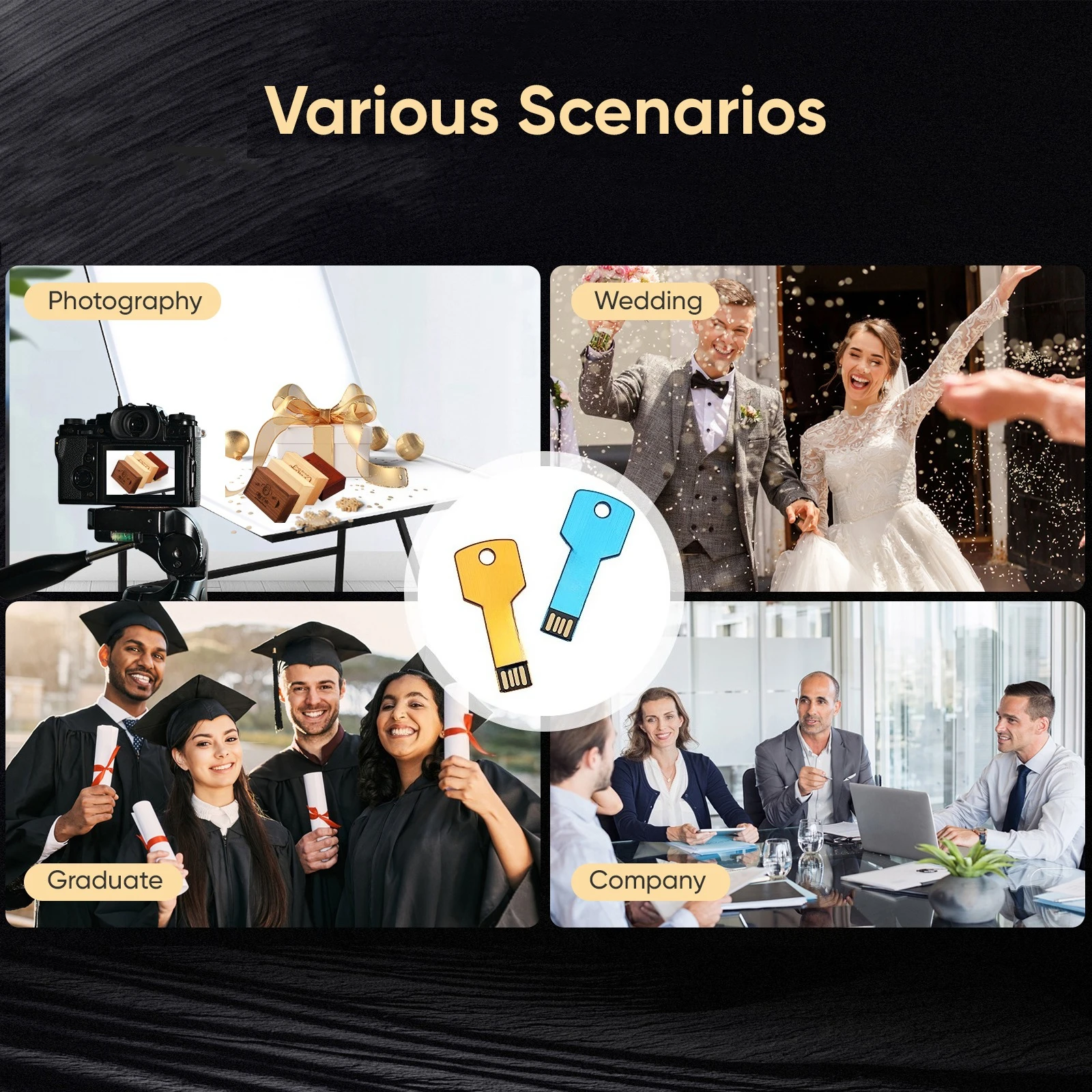 JASTER USB-Flash-Laufwerk aus Metall, 128 GB Tasten-Speicherstick, 64 GB, kreatives Geschenk, 32 GB, schwarze U-Disk, 16 GB externer Speicher, 8 GB, 4 GB