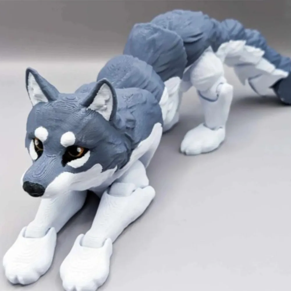 3D Printed Wolf Jointed Movable Action Figures Animals Model Antistress Fidget Toy Dummy Game Birthday Gifts For Children