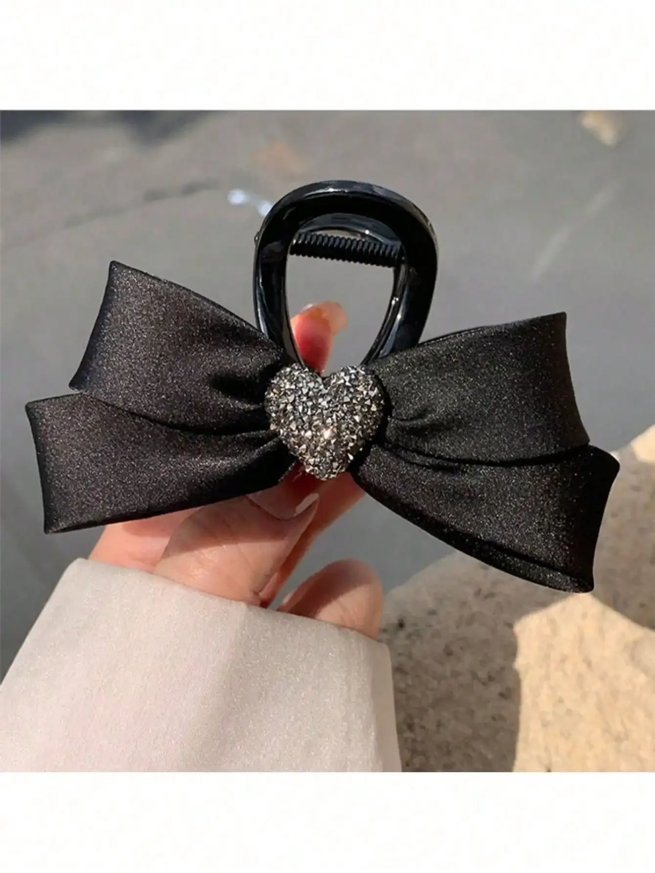 

Элегантная черная заколка для волос с бантом и стразами в форме сердца для женщин