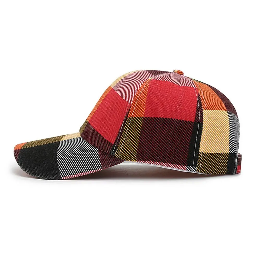 Spring Summer Women Men Plaid Caps Fashion Plaid Baseball Caps Outdoor Cool Adjustable Sun Cap Sports Hat