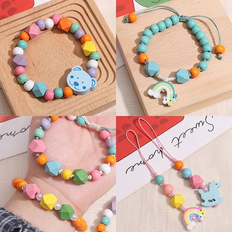 10Pcs Multi Color Wood Spacer Beads 10mm Wooden Octagonal Cube Geometric Faceted Beads For Jewelry Making DIY Bracelet Materials