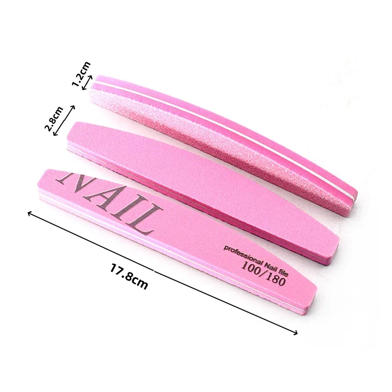 5/10Pcs Professional Half Moon เล็บไฟล์กรวด 100/180 ล้างทําความสะอาดได้เล็บฟองน้ําภาษาโปลิชคําเล็บอุปกรณ์เสริมสําหรับเล็บ