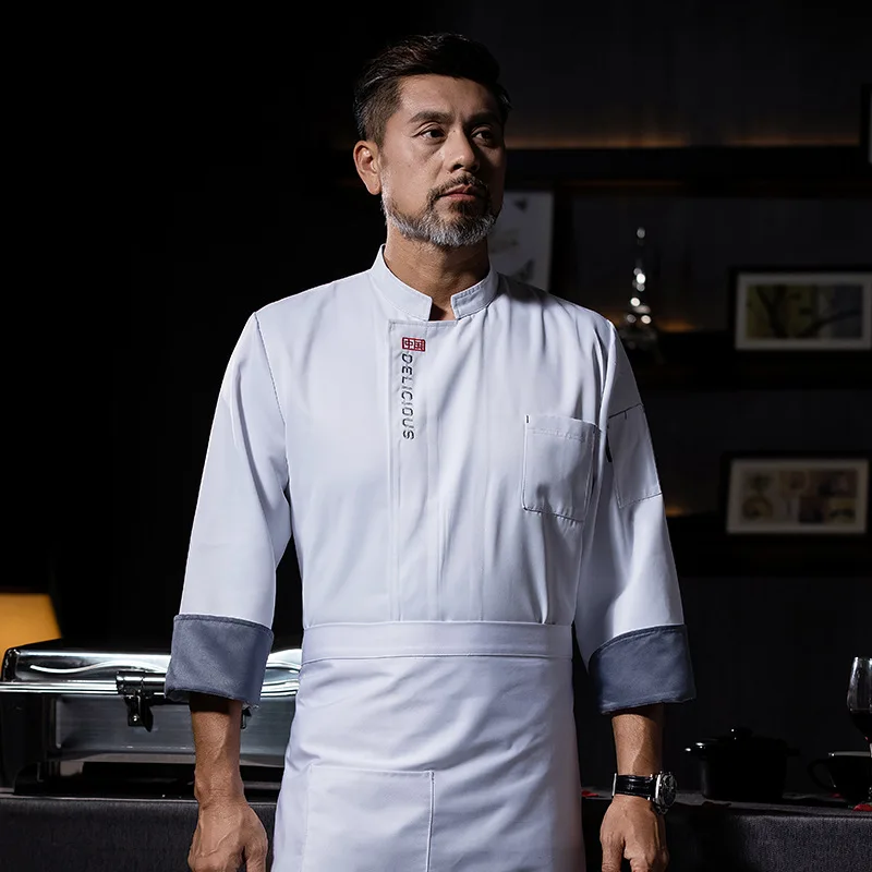 Chef Work Clothes Long Sleeve Autumn Winter Restaurant Kitchen Western Cuisine Kitchen Catering Canteen Baking Cake Bread Clothi