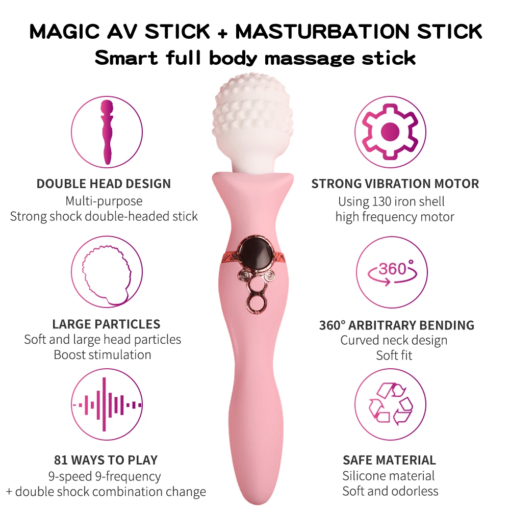 New Sex Toys Dildo Powerful Vibrator for Women AV Magic Wand G-spot Orgasm Masturbator Double Head Stimulation Vibrator