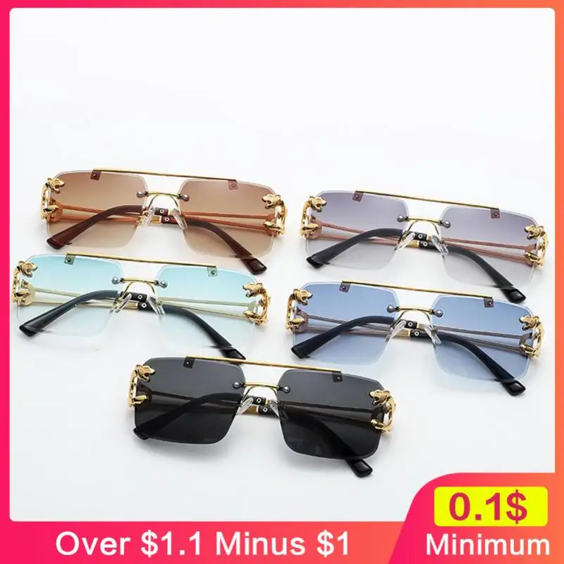 Frameless Metal Sunglasses Eyeglasses Personality Retro Semi Rimless Sunglasses Borderless Metal Shades Frameless Eyewear