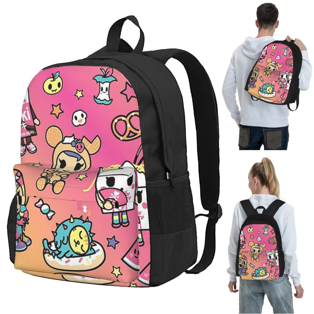 

Kawaii Cravings Donut Girl Pops Backpack Student BookBag Kids School Bag Computer Shoulder Bags for Men Women