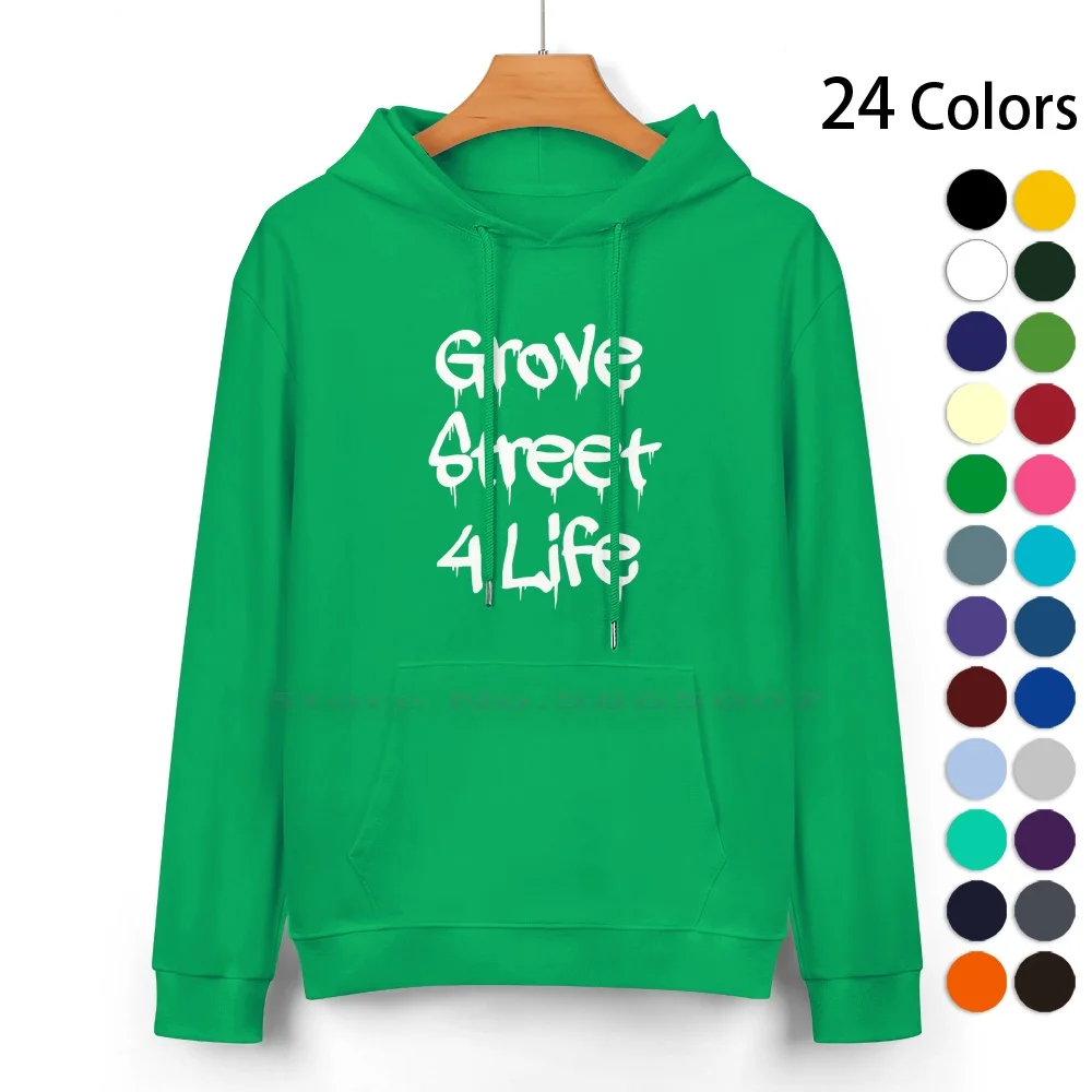 Grove Street 4 Life Pure Cotton Hoodie Sweater 24 Colors Grove Street 4 Life Grand Theft Auto Green V Gaming Video Game Cj Big