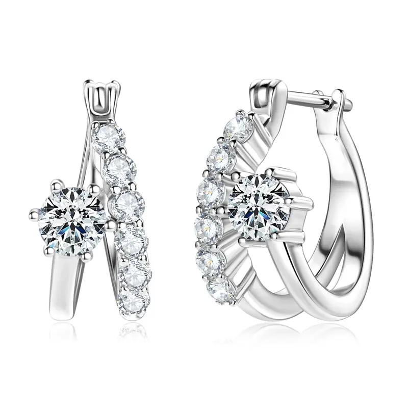 RAPRGOLD GRA Certified Round Moissanite Hoop Earrings for Women Real 925 Sterling Silver Huggie Earring Jewelry Gifts Pendientes view 2