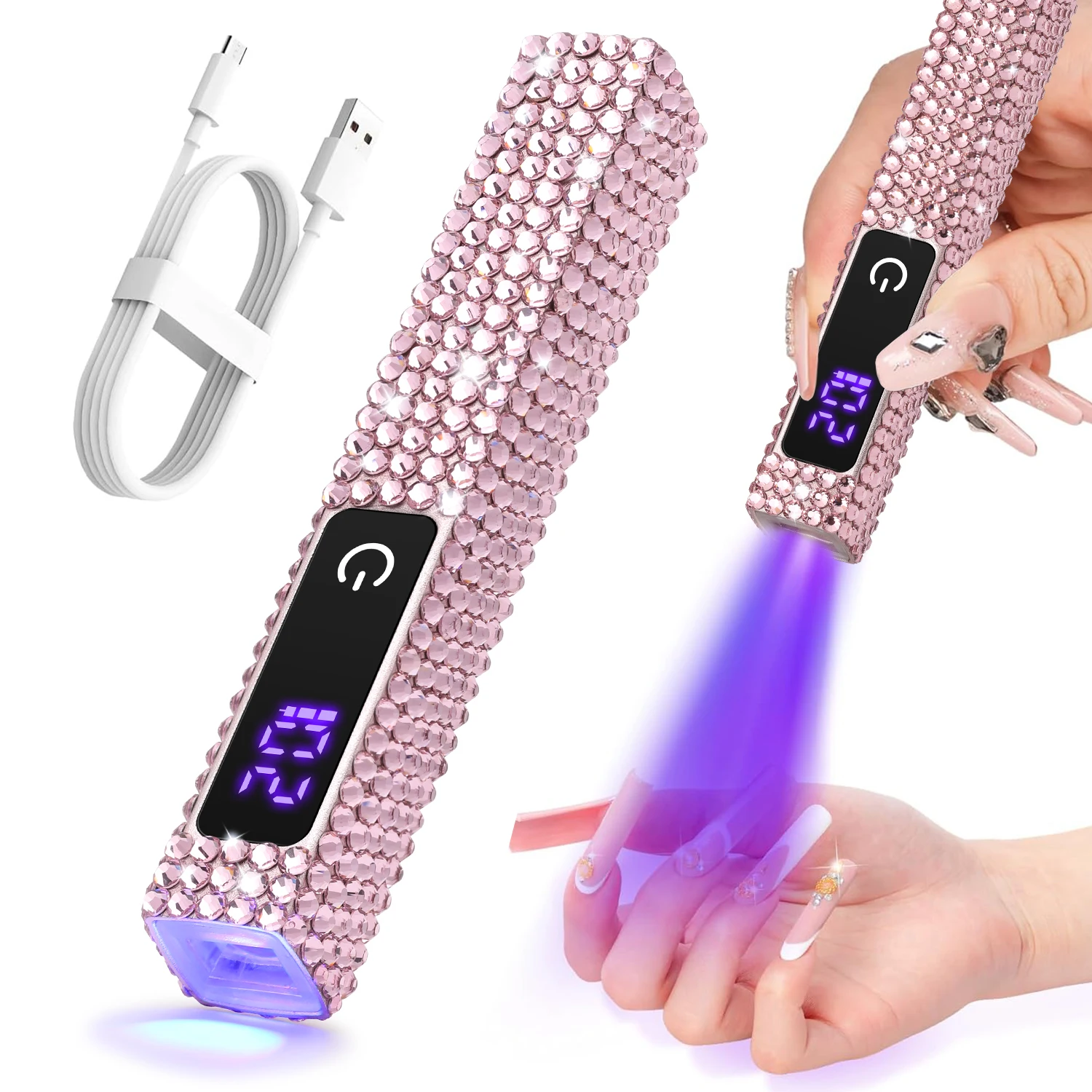 Lámpara Led UV portátil para uñas, secador de uñas recargable para curar todos los esmaltes de Gel, lámpara de manicura, linterna con cristales