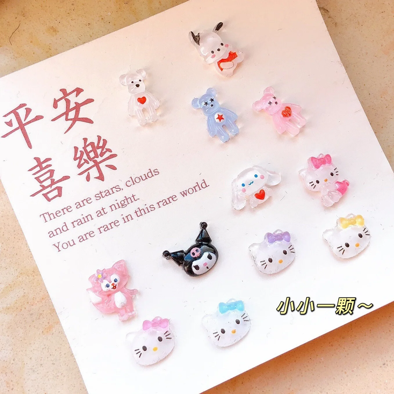 50 pz/lotto Kawaii Kuromi Nail Charms Hello Kitty Nail Art Design gemme Sanrio Craft acrilico forniture per unghie accessori strass