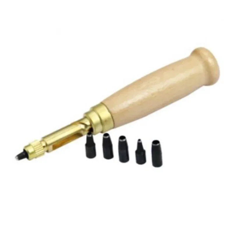6 pz/set Cinture Automatiche Pugno Sostituibile Lungo Muto Rotante Forare Punzoni Lavorazione Della Pelle Strumenti del Mestiere