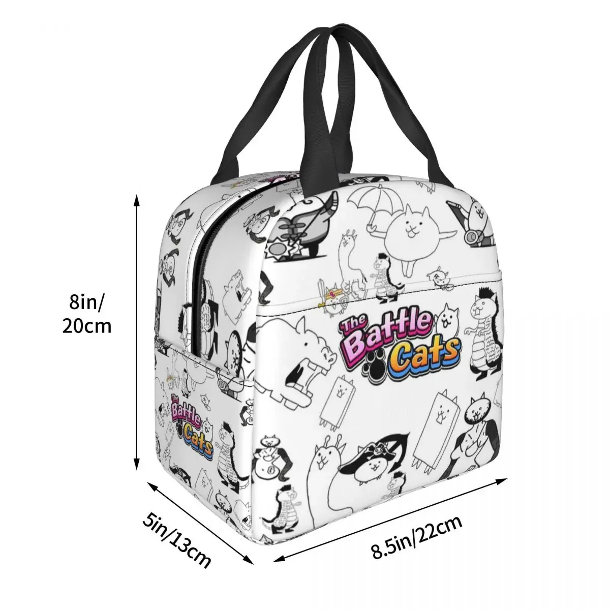 Battle Cats Mobile Games Lunch Bags Insulated Bento Box Portable Lunch Tote Picnic Bags Cooler Thermal Bag for Woman Girl School