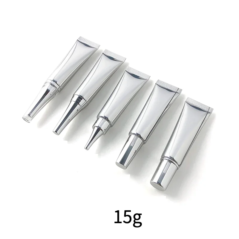 

Silver Plastic 15g Squeeze Bottle 15ml Refillable Cosmetics Eye Cream Container Essence Lotion Sample Soft Tube Empty 30pcs