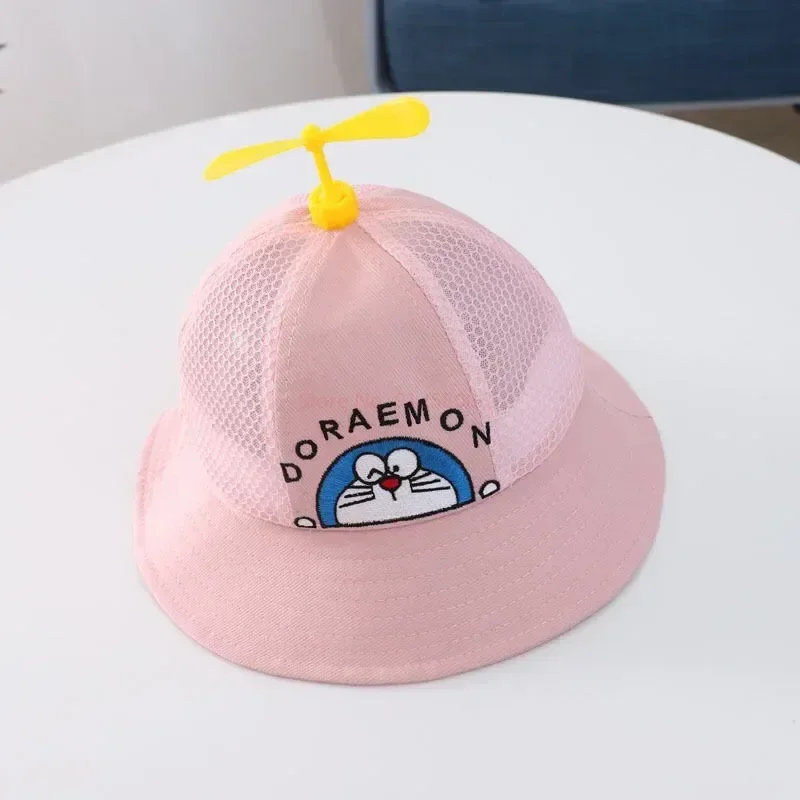 New Doraemon Kids Bucket Hat Cute Cartoon Anime Child Beach Round Cap Full Fabric Kuromi  Fashion Trend Bamboo Dragonfly Gift