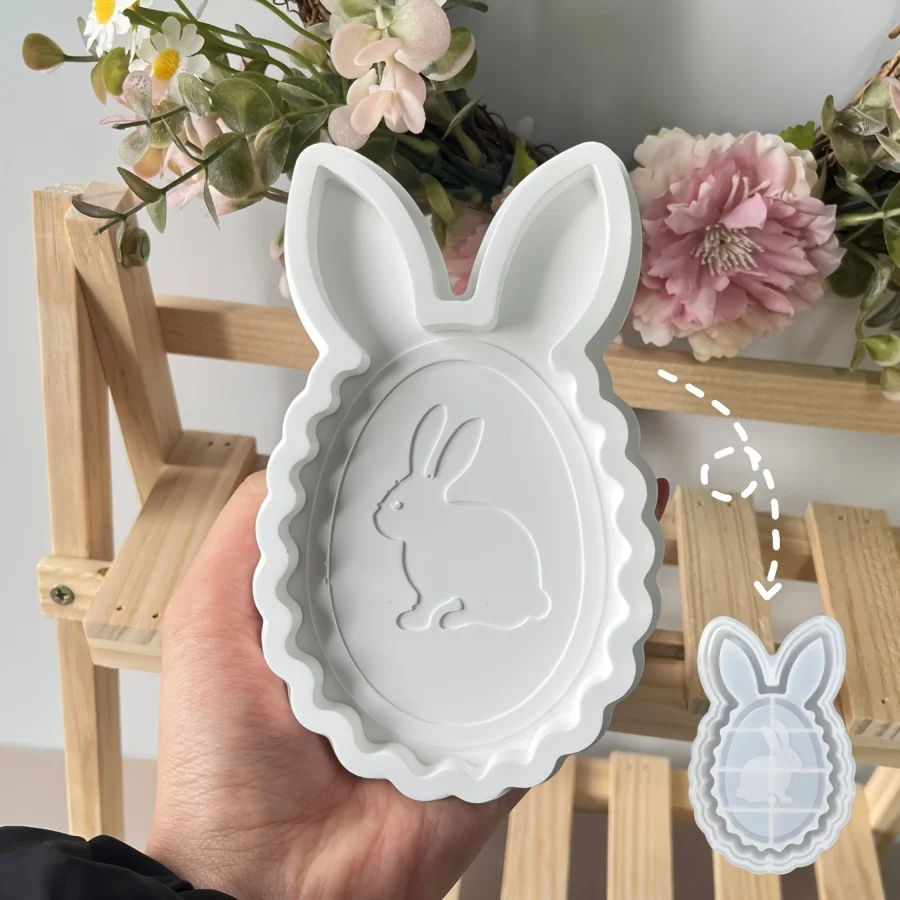 

Форма для литья из смолы DIY: Форма для подноса в виде пасхального кролика: Неправильная форма, европейская фигурка кролика для изделий из смолы, воска, глины.