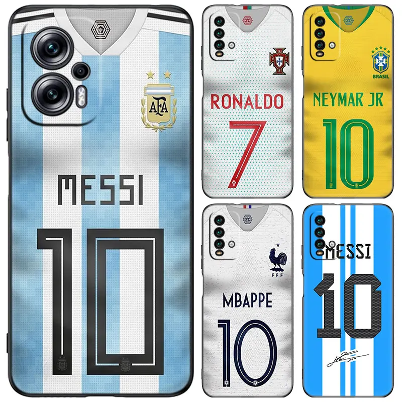 Football Star Number Black Case For Xiaomi 13T 12T Pro 12 11 Lite NE 11T Pro Redmi 12 A1 A2 Plus 10A 10C 9A 9T 9C Cartoon Cover