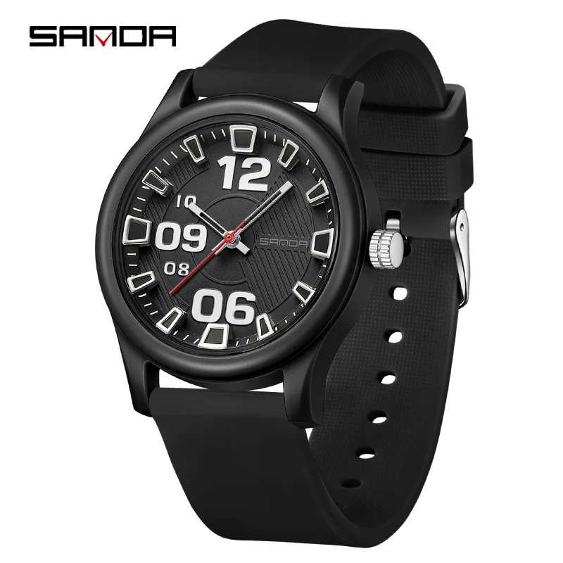 SANDA 3252 Top Popular Student Quartz Watch Fashionable and Simple Luminous Waterproof Silicone Tape Children\'s Quartz Watch