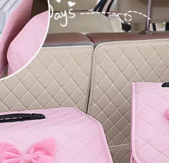 

Large Capacity Car Trunk Storage Box Folding Car Storage Box Sundries Organizer Box Women's Pink Auto Accessories