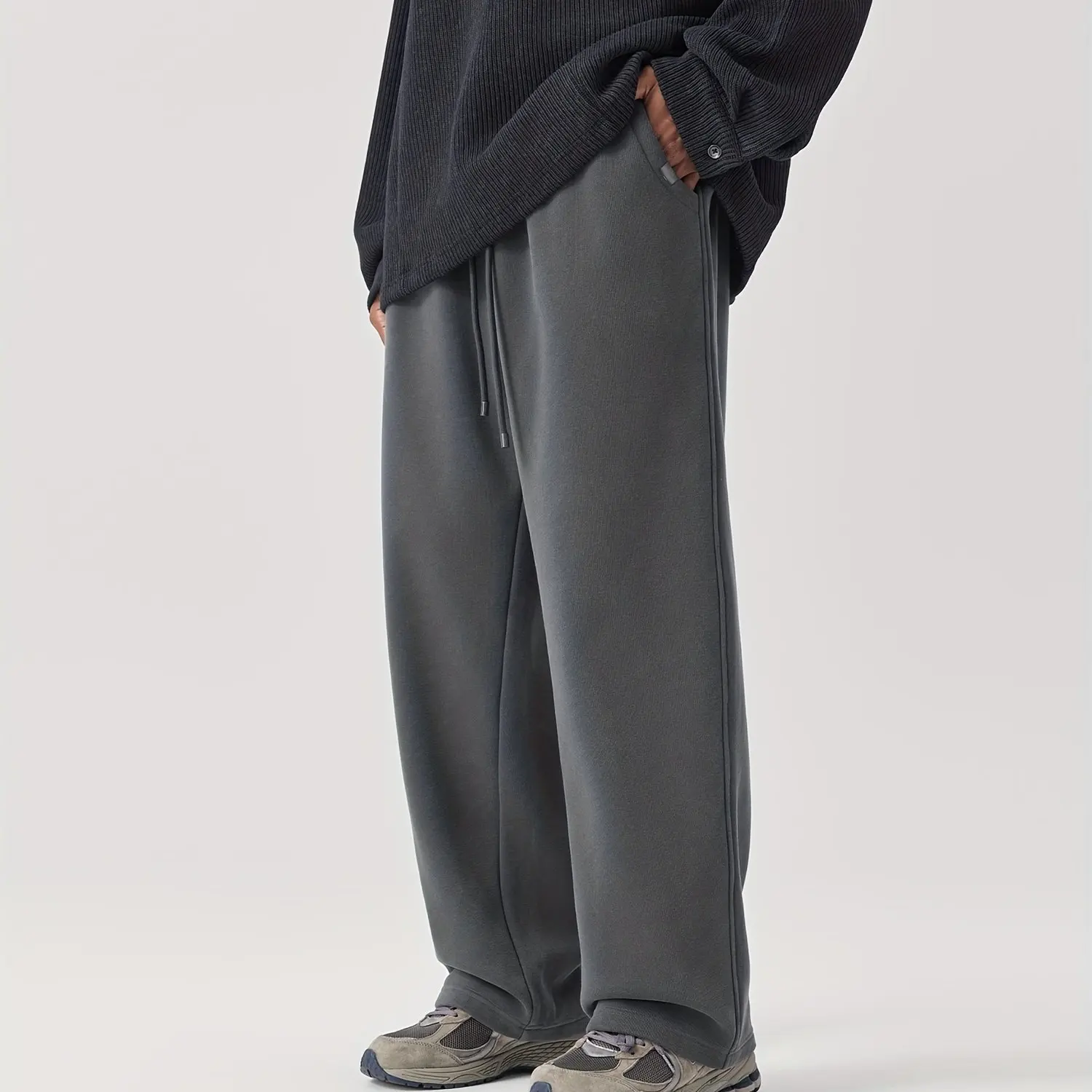 

Осень-зима, флисовые мужские прямые спортивные штаны унисекс, повседневные модные универсальные свободные уличные стильные свободные повседневные брюки большого размера