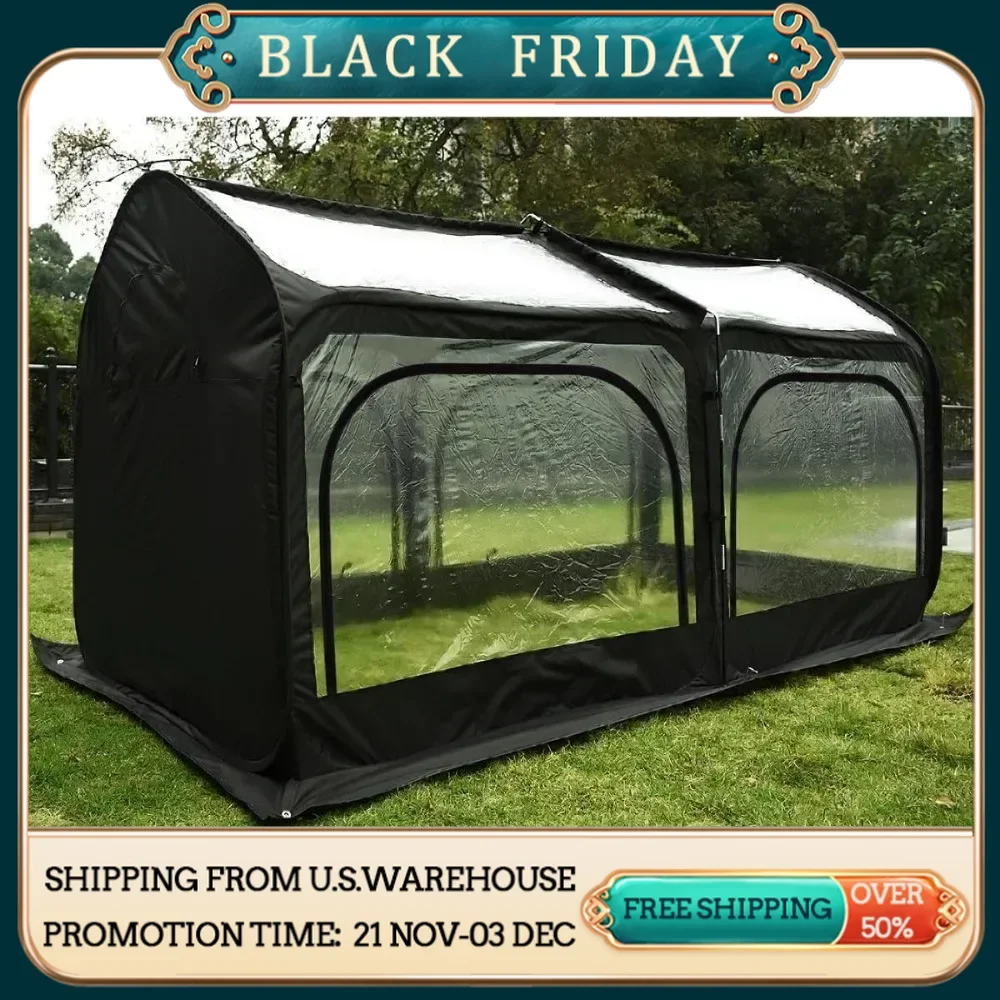 Pop up greenhouse, small rain shelter, with rolled edge zipper window, environmentally friendly fiberglass pole,plant greenhouse