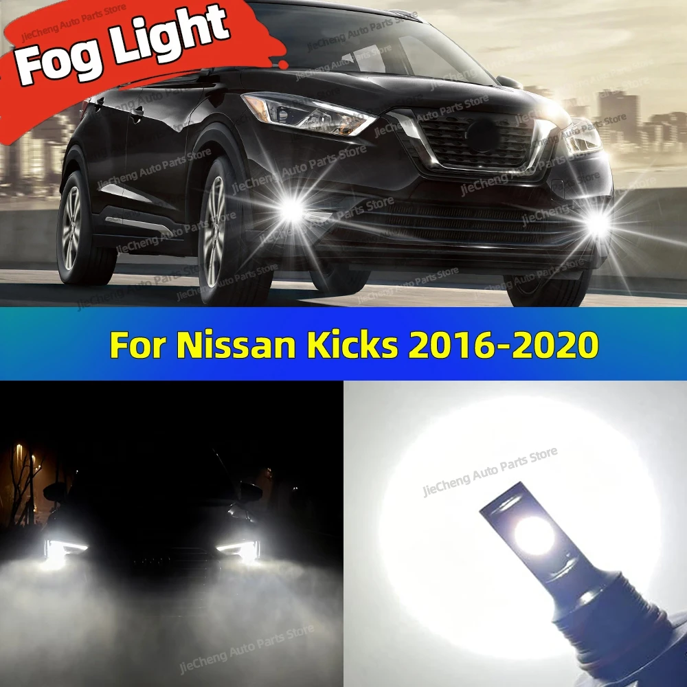 

2Pcs LED CSP Car Fog Lamps Super Bright 6000K Fog Light Bulbs Plug and Play For Nissan Kicks 2016 2017 2018 2019 2020