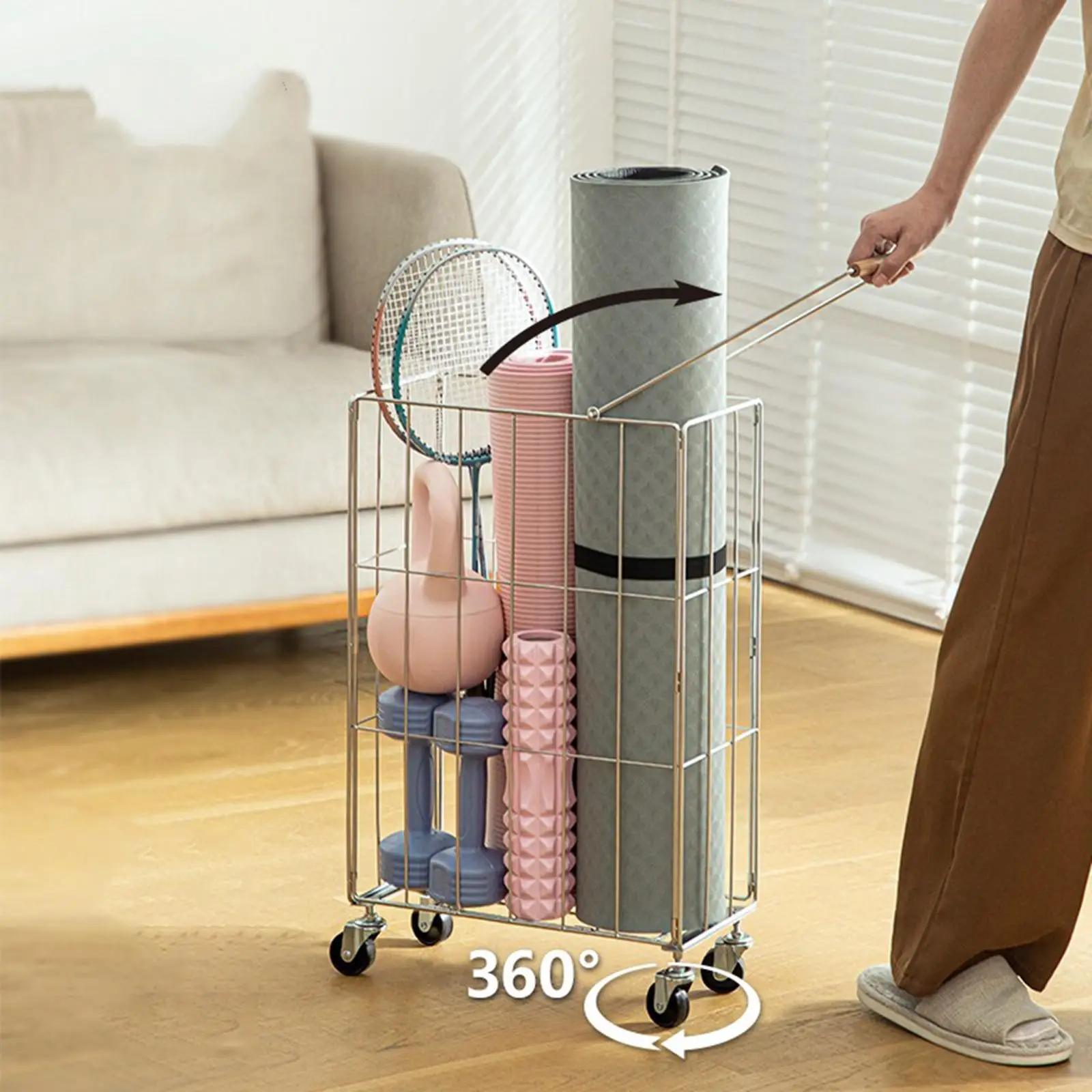 

Laundry Room Organizer Foldable Stainless Steel Basket Portable Laundry Hamper with Wheels for Washing Machine Furniture