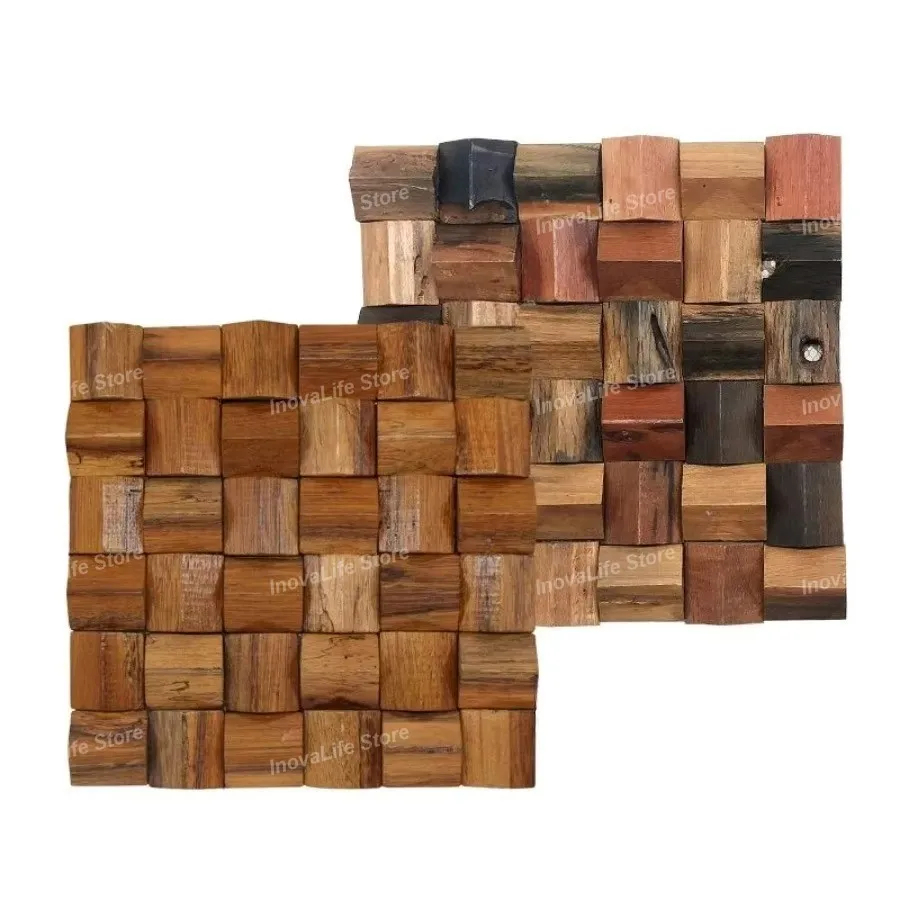 3D Triangle Solid Wood Mosaic Tile Acoustic Diffuser Panel for Office Company Art Wall Panel Decor Background Wall Decoration