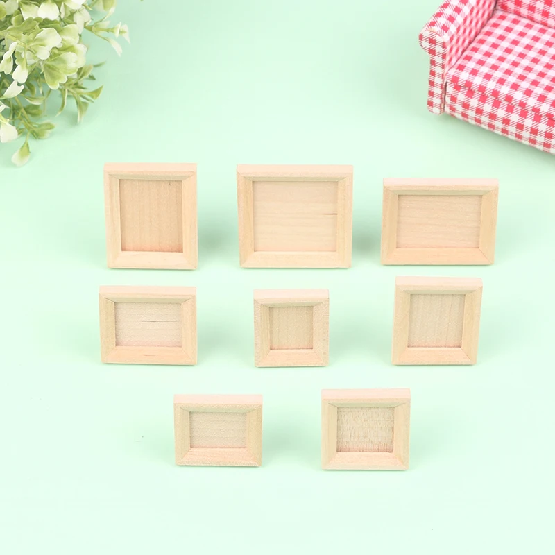 1Pc 1/12 Dollhouse Miniature Wood Photo Frame Simulation Furniture Model Accessories Doll House Decoration