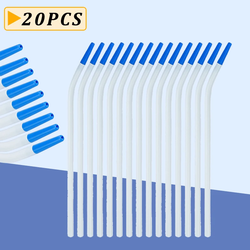 

20Pcs Dental Clinic Surgical Suction Tips Saliva Ejector Laboratory Clinic Suction Tube Long Slim Type