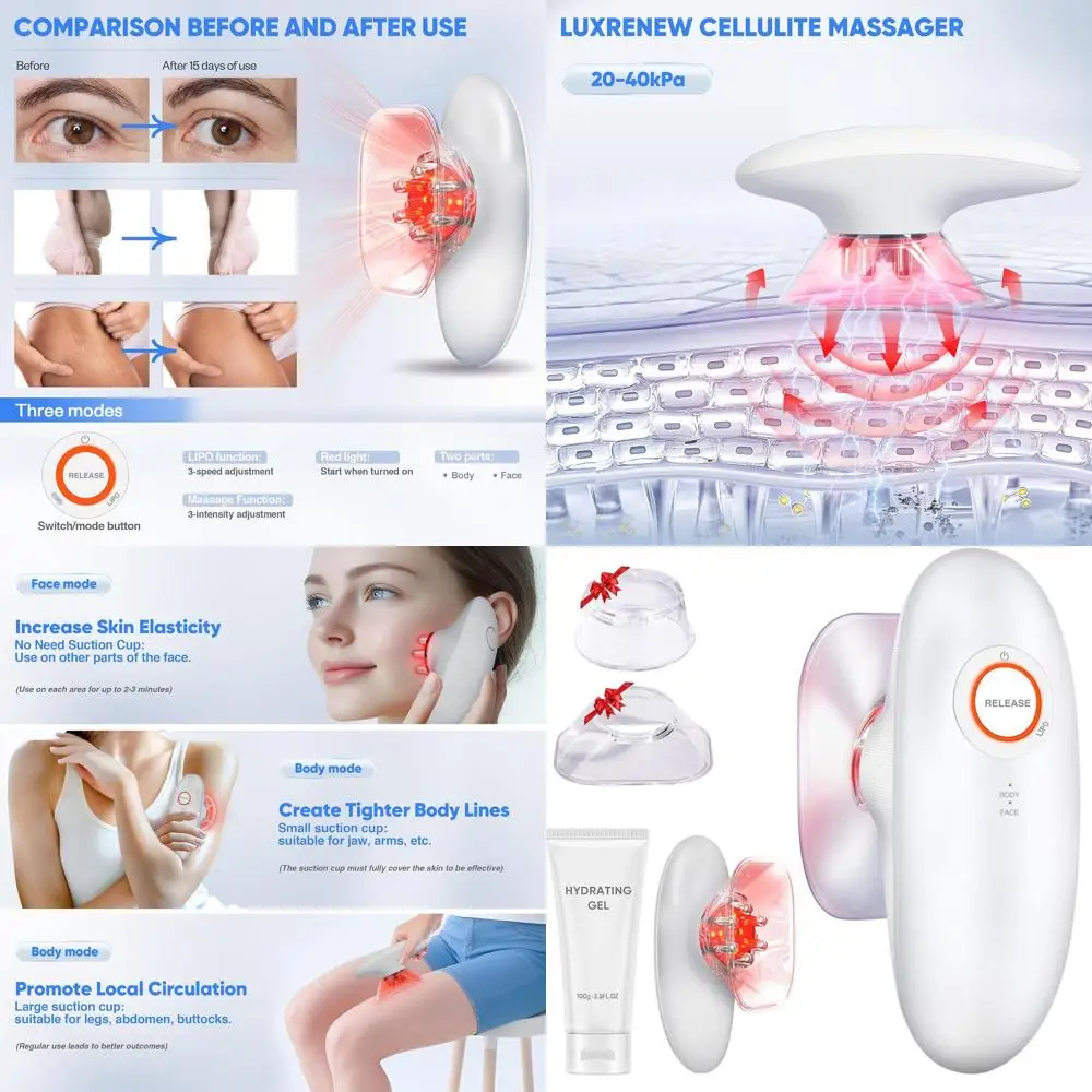 

3-in-1 Adjustable Cellulite Massager and Body Sculpting Device for Home Cupping Therapy on Back, Belly, Waist, Arms, and Legs -