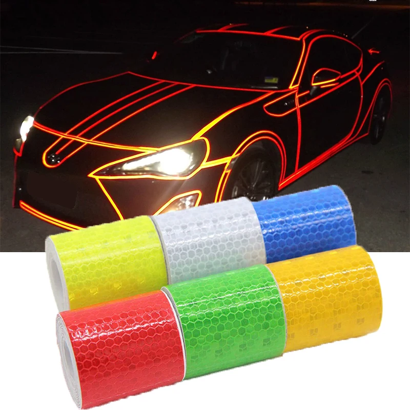 

5cm Car Reflective Tape Safety Warning Car Decoration Sticker Reflector Protective Tape Strip Film Auto Motorcycle Sticker