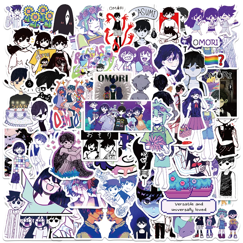 

50pcs Funny Cute Cartoon Game Omori Graffiti Stickers For Laptop Water Bottle Luggage Notebook Waterproof Vinyl Decals