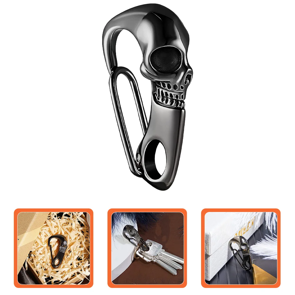 Skull Keychain Wallet Goth Bracket Gothic Carabiner Stainless Steel Climbing Carabiners Clips Hook Man