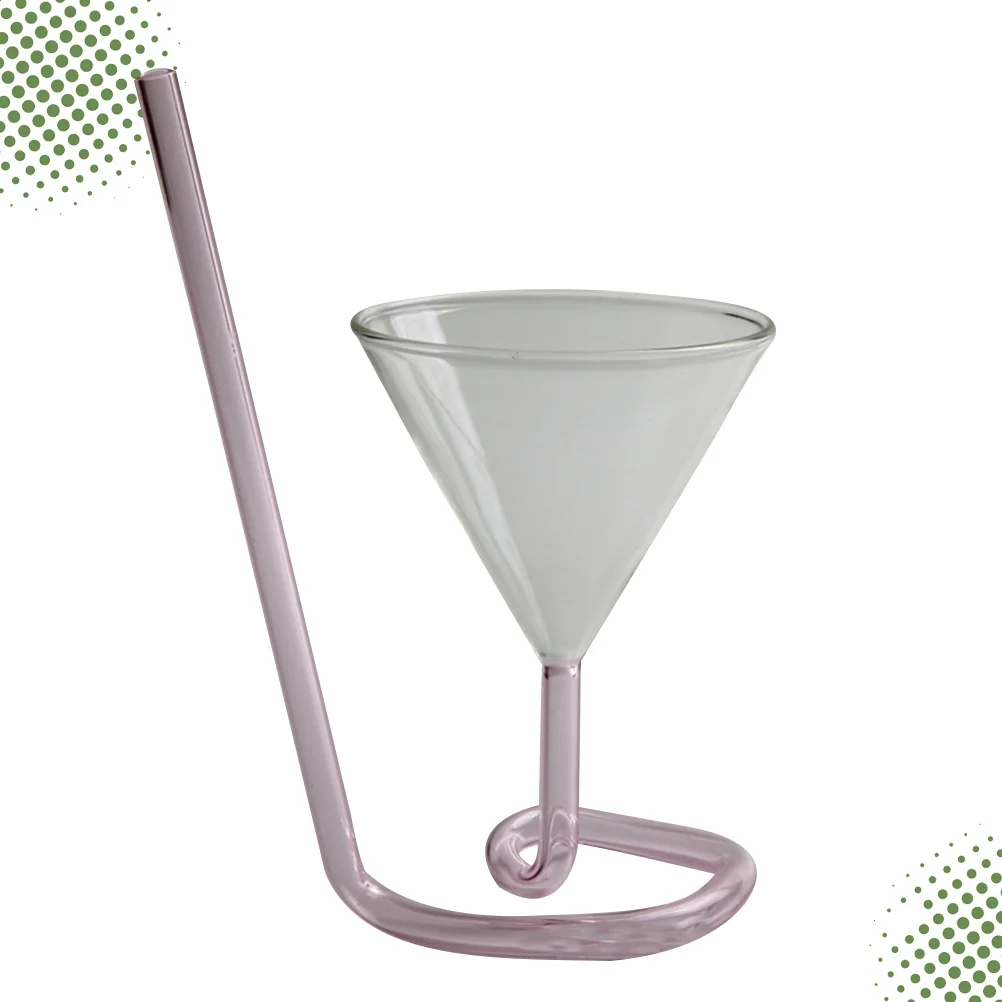

Pink Spiral Cocktail Glass Creative Long Tail Straw Wine Cup Ideal for Hot Cold Beverages Bbq Parties Glass Wine Cup