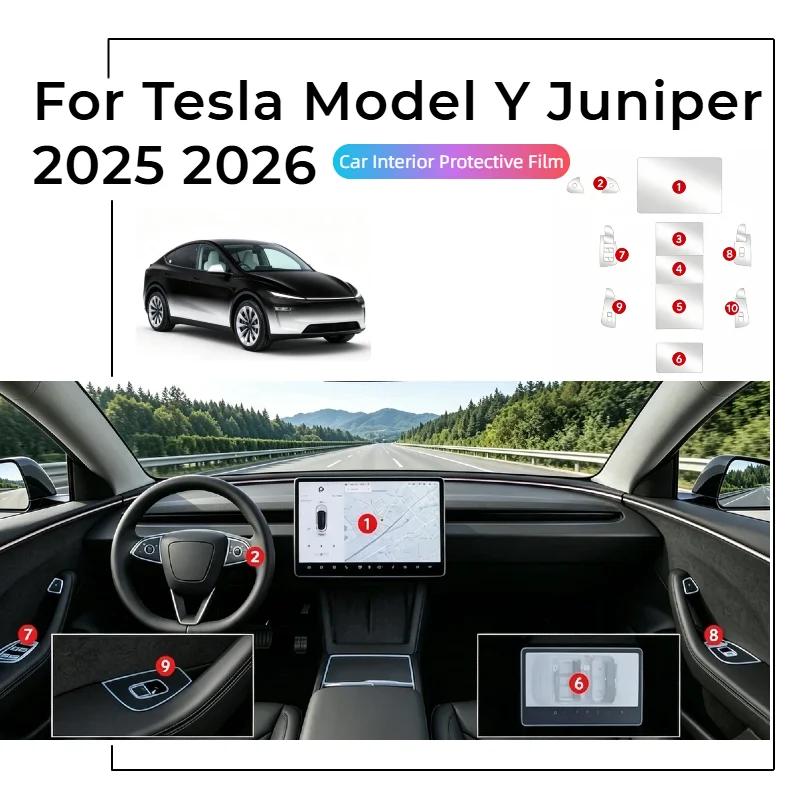 For Tesla Model Y Juniper New Modely 2025 2026 TPU Car Navigation Screen Center Console Protective Film Anti-scratch Sticker