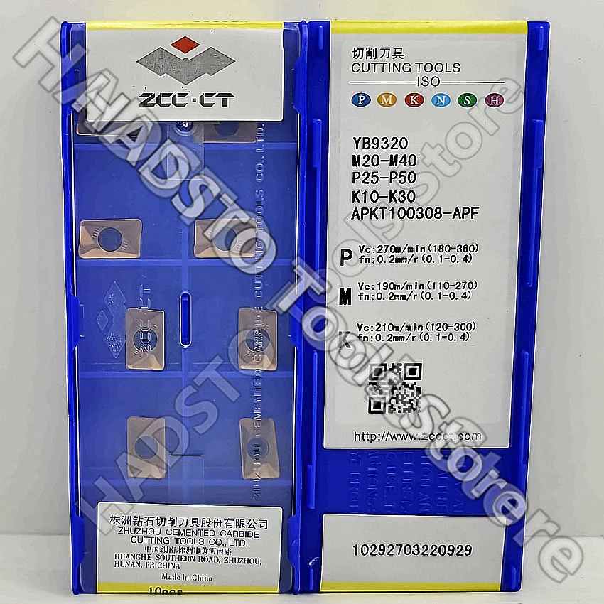 APKT100308-APF YB9320 APKT100308 APKT YB9320 ZCC.CT CNC carbide inserts Milling inserts CNC blade For Stainless steel 10pcs/box