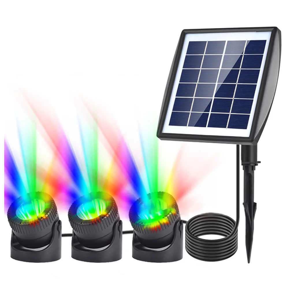 

Pool Light IP68 Waterproof RGB Underwater Solar Lights Auto On/Off Submersible LED Lights Adjustable Angle for Garden Yard Porch
