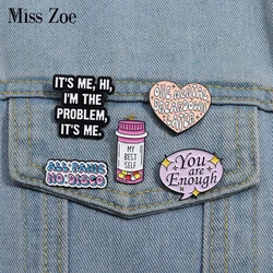 Funny Quotes Enamel Pins Custom CUTE AND ANXIOUS Brooches Lapel Badges Word Jewelry Gift for Kids Friends