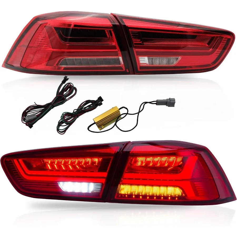 

Задние фонари подходят для Mitsubishi Lancer EVO X 2008-2020, задний фонарь в сборе с последовательным указателем поворота, полностью светодиодный Plugandplay, красный, не