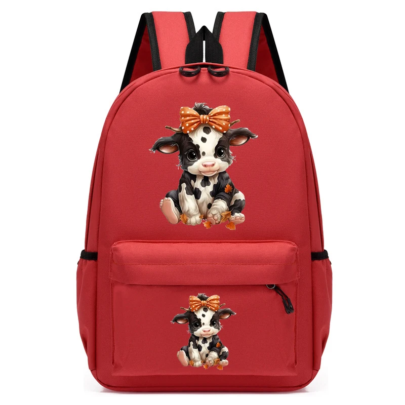 Mochila de dibujos animados para niñas, morral escolar con estampado de vaca, vaquero, Anime, guardería