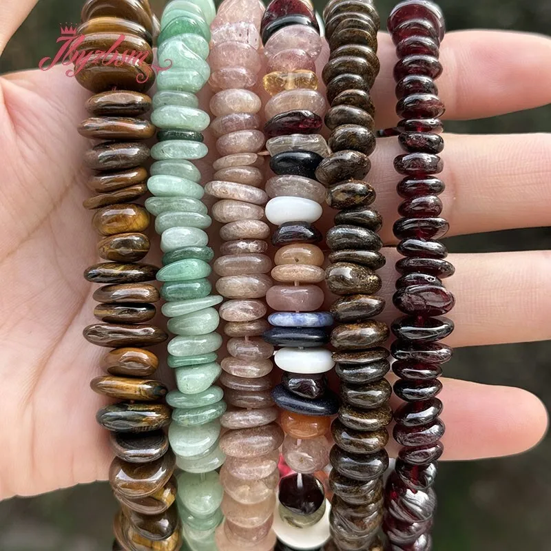 

Natural Freeform Tiger Eye/Lapis/Aventurine/Garnet/Stone Beads For Necklace Bracelet DIY Jewelry Making Strand 15" 3x8-5x10mm