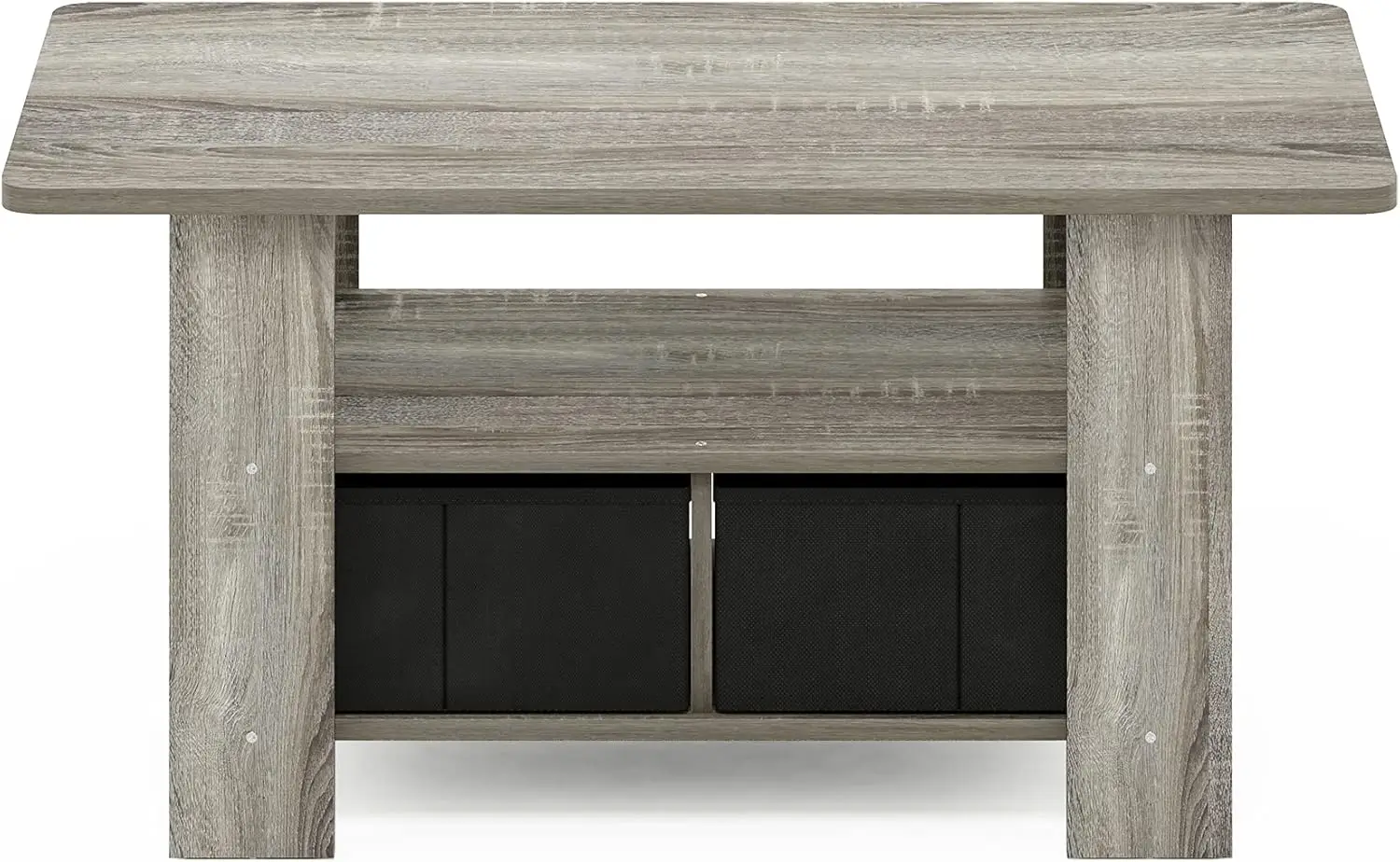 Furinno Andrey Coffee Table with Bin Drawer, French Oak Grey/Black